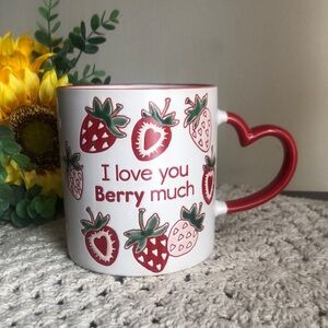 Strawberry Design with Heart-Shaped Handle Mug